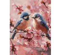 Diamond Painting Adulte Enfant, 5D DIY Fleurs Broderie Diamant Kit Complet, Oiseau Peinture Diamant Artisanat Strass Point de Croix Painting pour Adultes, Décoration Intérieur, Cadeau, 30x40 cm, Q-64