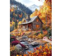 Diamond Painting Adulte Enfant, 5D DIY Paysage Broderie Diamant Kit Complet, Automne Peinture Diamant Artisanat Strass Point de Croix Painting pour Adultes, Décoration Intérieur, Cadeau 60x80 cm, F-50