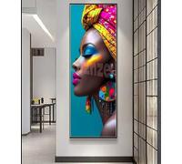 Diamond Painting Adulte/Enfant, 5D Peinture Diamant Kit Complet, DIY Afrique Diamond Painting Accessoires avec Carrés Strass, Idéale pour Decoration Chambre Intérieure (33.5x96.5 in/85x245 cm Femme)