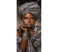Diamond Painting Adulte/Enfant, 5D Peinture Diamant Kit Complet, DIY Afrique Diamond Painting Accessoires avec Carrés Strass, Idéale pour Decoration Chambre Intérieure (33.5x65 in/85x165 cm reine)