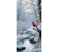 Diamond Painting Adulte/Enfant, 5D Peinture Diamant Kit Complet, DIY forêt Diamond Painting Accessoires avec Carrés Strass, Idéale pour Decoration Chambre Intérieure (33.5x65 in/85x165 cm hiver)