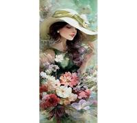 Diamond Painting Adulte/Enfant, 5D Peinture Diamant Kit Complet, DIY princesse Diamond Painting Accessoires avec Carrés Strass, Idéale pour Decoration Chambre Intérieure (13.7x25.6 in/35x65 cm Fleur)