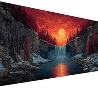 Diamond Painting Adulte Enfant Automne, 5D Diamond Painting Grand Format Coucher De Soleil Peinture Diamant Loisirs Créatifs Adultes Femme DIY (Rond) Cristal Point de Croix Artisanat 50x100cm F-1940