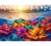 Diamond Painting Adulte Enfant Coloré Peinture Diamant Painting Feuilles DIY 5D Broderie Diamant Kit Complet, Strass Point de Croix Loisirs Créatifs Adultes pour Decoration Murale 30x40 cm X4-180
