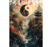 Diamond Painting Adulte Enfant Fantaisie Peinture Diamant Painting Yin Yang DIY 5D Broderie Diamant Kit Complet, Point de Croix Loisirs Créatifs Adultes pour Décoration Murale Cadeau 50x70 cm X4-562
