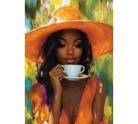 Diamond Painting Adulte Enfant Femme Peinture Diamant Painting Afrique DIY 5D Broderie Diamant Kit Complet, Strass Point de Croix Loisirs Créatifs Adultes pour Decoration Murale 35x50 cm X4-1316