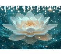 Diamond Painting Adulte Enfant Fleur Peinture Diamant Painting Lotus DIY 5D Broderie Diamant Kit Complet, Strass Point de Croix Loisirs Créatifs Adultes pour Décoration Murale Cadeau 30x40 cm X4-150