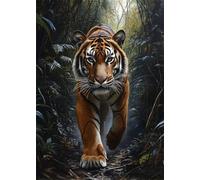 Diamond Painting Adulte Enfant Forêt Peinture Diamant Painting Tigre DIY 5D Broderie Diamant Kit Complet, Strass Point de Croix Loisirs Créatifs Adultes pour Décoration Murale Cadeau 35x50 cm X4-992