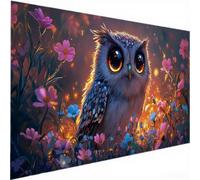 Diamond Painting Adulte Enfant Grand XXL, DIY Peinture Diamant La Chouette Fleurs, Activité Manuelle Adulte, Point de Croix Cristal Art Diamant Painting Kit Complet, Office Décor Murale 80x160cm N615