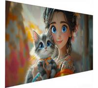 Diamond Painting Adulte Enfant Grand XXL, DIY Peinture Diamant Le chat Femmes, Activité Manuelle Adulte, Cristal Art Diamant Painting Kit Complet pour Halloween Noël, Home Décor Murale 80x160cm N-609