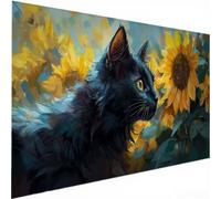 Diamond Painting Adulte Enfant Grand XXL, DIY Peinture Diamant Le chat Fleurs, Activité Manuelle Adulte, Cristal Art Diamant Painting Kit Complet pour Halloween Noël, Home Décor Murale 80x160cm N-591