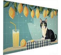 Diamond Painting Adulte Enfant Grand XXL, DIY Peinture Diamant Le chat Le citron, Activité Manuelle Adulte, Point de Croix Cristal Art Diamant Painting Kit Complet, Office Décor Murale 80x160cm N-605