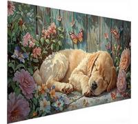 Diamond Painting Adulte Enfant Grand XXL, DIY Peinture Diamant Le chien Fleurs, Activité Manuelle Adulte, Cristal Art Diamant Painting Kit Complet pour Halloween Noël, Home Décor Murale 80x160cm N-101