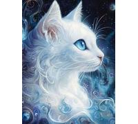 Diamond Painting Adulte Enfant Le Chat, DIY 5D Diamant Kit Art Animaux Convient pour Débutant Ronde Strass Point de Croix Cristal Kit Complet Canevas Peinture Diamant, Murale Décoration 35x45cm jz-783