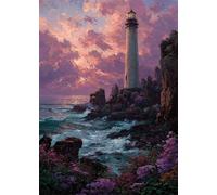 Diamond Painting Adulte Enfant Phare Peinture Diamant Painting Ciel DIY 5D Broderie Diamant Kit Complet, Strass Point de Croix Loisirs Créatifs Adultes pour Décoration Murale Cadeau 50x70 cm X4-904
