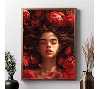 Diamond Painting Adulte, Femme Peinture Diamant Set Fleur DIY Diamant Painting Kit Complet, Diamond Cristal Perle Broderie Point de Croix Art Set Pour La Décor Murale à La Maison (80x100cm) JPF 7-1