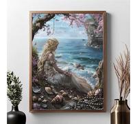 Diamond Painting Adulte, Femme Peinture Diamant Set OcéAn DIY Diamant Painting Kit Complet, Diamond Cristal Perle Broderie Point de Croix Art Set Pour La Décor Murale à La Maison (40x50cm) JPF 4-O