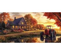 Diamond Painting Adulte, Ferme tracteur Peinture Diamant Set, DIY Diamant Painting Kit Complet, Diamond Cristal Perle Broderie Point de Croix Art Set Pour La Décor Murale à La Maison 90x180cm b-659