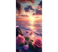 Diamond Painting Adulte Fleur - 5D Diamant Painting Coucher de soleil, DIY Broderie Diamant Kit Complet, Canevas Diamant Paintings Débutant, Décoration Chambre, Idée Cadeau Femme 50x110cm 0u-195