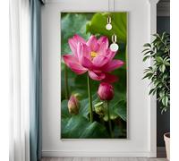 Diamond Painting Adulte Fleur, Broderie Diamant Grand Format 70x140 cm, Peinture Diamant Adulte Lotus, DIY Diamond Painting Kit Complet, Carré Cristal Tableau en Perles à Coller, Decoration Maison V-6