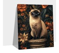 Diamond Painting Adulte Fleur Diamond Painting Enfant Chat Siamois Débutant DIY 5D Diamant Broderie Peintures Complet Strass Point de Croix pour Décor Murale Maison Loisirs Créatifs 30x40cm KL-948