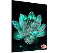 Diamond Painting Adulte Fleur Diamond Painting Enfant Lotus Broderie Diamant Kit Complet, 5D Cristal Tableau Perle Diamant Kit, DIY Strass Point de Croix pour Decor Maison Cadeau Femme 60x80cm I-19