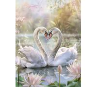 Diamond Painting Adulte Fleur Lotus Peinture Diamant Cygne 5D Broderie Diamant kit Complet Accessoires DlY Loisirs Créatifs Adultes Diamond Art Point de Croix pour Décoration Murale 80x110cm G0-347