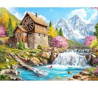 Diamond Painting Adulte forêt Activité Manuelle Enfant Diamond Painting Enfant Montagne enneigée Peinture Diamant Kit Broderie, Kit Mosaique Adulte, Decoration Murale, Cadeau Femme, 80x100cm u-375