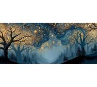 Diamond Painting Adulte, ForêT Diamond Painting LumièRe Des éToiles Broderie Diamant 5D DIY Diamant Cristal Strass Point de Croix Loisirs Créatifs Adultes pour Decoration Murale 80x160 cm -yym2603M5