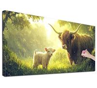 Diamond Painting Adulte Grand 140x60 cm Kit Broderie Diamant Bovins Des Highlands, Kit de Peinture Diamant Adulte Mouton, Large Diamond Painting pour Loisirs Créatifs Adultes, Decoration Murale, U-90