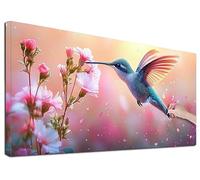 Diamond Painting Adulte Grand 180x80 cm Kit Broderie Diamant Colibri, Kit de Peinture Diamant Adulte Fleur, Large Diamond Painting pour Loisirs Créatifs Adultes, Decoration Murale, Cadeaux, E-86