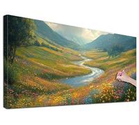 Diamond Painting Adulte Grand 40x90 cm Kit Broderie Diamant Paysage, Kit de Peinture Diamant Adulte Rivière, Large Diamond Painting pour Loisirs Créatifs Adultes, Decoration Murale, Cadeaux, D-22