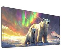 Diamond Painting Adulte Grand 50x110 cm Kit Broderie Diamant Ours Polaires, Kit de Peinture Diamant Adulte Animaux, Large Diamond Painting Kits pour Loisirs Créatifs Adultes, Decoration Murale, F-18