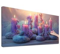 Diamond Painting Adulte Grand 50x110 cm Kit Broderie Diamant Zen, Kit de Peinture Diamant Adulte Bougie, Large Diamond Painting pour Loisirs Créatifs Adultes, Tableau Decoration Murale, Cadeaux, F-04