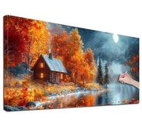 Diamond Painting Adulte Grand 60x140 cm Kit Broderie Diamant Automne, Kit de Peinture Diamant Adulte Paysage, Large Diamond Painting pour Loisirs Créatifs Adultes, Decoration Murale, Cadeaux, F-88
