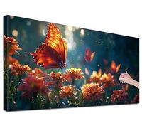 Diamond Painting Adulte Grand 80x180 cm Kit Broderie Diamant Papillon, Kit de Peinture Diamant Adulte Fleur, Large Diamond Painting pour Loisirs Créatifs Adultes, Decoration Murale, Cadeaux, G-02