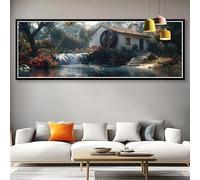 Diamond Painting Adulte Grand Format 100x300 cm, 5D Cascade Broderie Diamant Kit Complet, Diamond Painting Paysage DIY Carré Strass Point de Croix Cristal Art pour Decoration Maison Cadeau P0-528