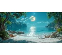 Diamond Painting Adulte Grand Format 10x20cm,5D Bricolage Diamant Painting Lune Broderie Diamant Kit Complet Accessoires,Bord mer Peinture Diamants Loisirs Créatifs Adultes,Décoration Chambre J2-3292