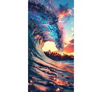 Diamond Painting Adulte Grand Format 10x20cm, 5D Bricolage Diamant Painting Vagues l'océan Broderie Diamant Kit Complet, Paysage Peinture Diamants Loisirs Créatifs Adultes, Décoration Chambre J2-13992