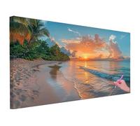 Diamond Painting Adulte Grand Format 200x100cm, Diamant Painting Adulte Plage, 5D DIY Peinture Diamant Coucher Soleil Grande Taille, Diamond Broderie Point de Croix Kit Complet pour Cadeau Femme -1442
