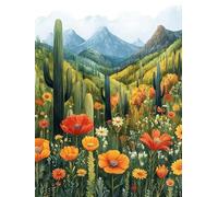 Diamond Painting Adulte Grand Format 30x40 cm, Cactus Diamond Painting Montagne Droderie Biamant 5D DIY Diamant Strass Point de Croix Cristal Loisirs Créatifs pour Decoration Murale, Cadeau -ly25082Z0