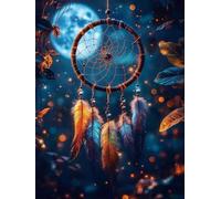 Diamond Painting Adulte Grand Format 30x40cm, Attrape-RêVes Diamond Painting Lune Droderie Biamant 5D DIY Diamant Strass Point de Croix Cristal Loisirs Créatifs pour Decoration Murale -ly25082KR