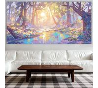 Diamond Painting Adulte Grand Format 30x60cm, Coucher De Soleil Broderie Diamant Adulte Kit Complet, Peinture Diamant Plein 5D, DIY Strass Point de Croix Painting pour Décor Cadeaux (Forêt) QL-669