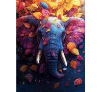 Diamond Painting Adulte Grand Format 40x50CM, éLéPhant Diamond Painting Feuilles D'Automne Droderie Biamant 5D DIY Diamant Strass Point de Croix Cristal Loisirs Créatifs, Decoration Murale -ly25082N1