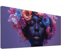 Diamond Painting Adulte Grand Format 40x80cm, 5D Diamond Painting Femme Africaine, DIY Loisirs Créatifs Adultes Fleur, Peinture Diamant Adulte Point De Croix Strass Kit, Décoration Maison O-1475