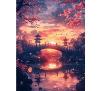 Diamond Painting Adulte Grand Format 50 x 70 cm, Japon Diamond Painting Paysage Droderie Biamant 5D DIY Diamant Strass Point de Croix Cristal Loisirs Créatifs pour Decoration Murale, Cadeau -ly25082KY