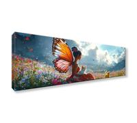 Diamond Painting Adulte Grand Format 50x150 cm, 5D Papillon Broderie Diamant Kit Complet, Diamond Painting Fée DIY Carré Strass Point de Croix Cristal Loisirs Créatifs pour Decoration Maison P0-34