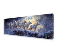 Diamond Painting Adulte Grand Format 50x150 cm, DIY Diamond Painting Animal Peinture Diamant Kit Complet, 5D Loup Broderie Diamant Point de Croix Loisirs Créatifs Adulte pour Decoration Murale W0-393