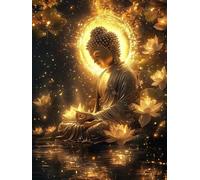Diamond Painting Adulte Grand Format 50x70CM, Zen Diamond Painting Lotus Droderie Biamant 5D DIY Diamant Strass Point de Croix Cristal Loisirs Créatifs pour Decoration Murale, Cadeau Femme -ly250828O