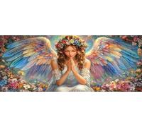 Diamond Painting Adulte Grand Format, 5D DIY Ange Diamant Painting Kit Complet, Fleurs Peinture Diamant Strass Cristal Point de Croix Broderie Peinture pour Décoration Murale 120x50 cm -LR764